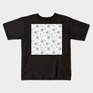 Cute Snowflakes Pattern - Blue Kids T-Shirt